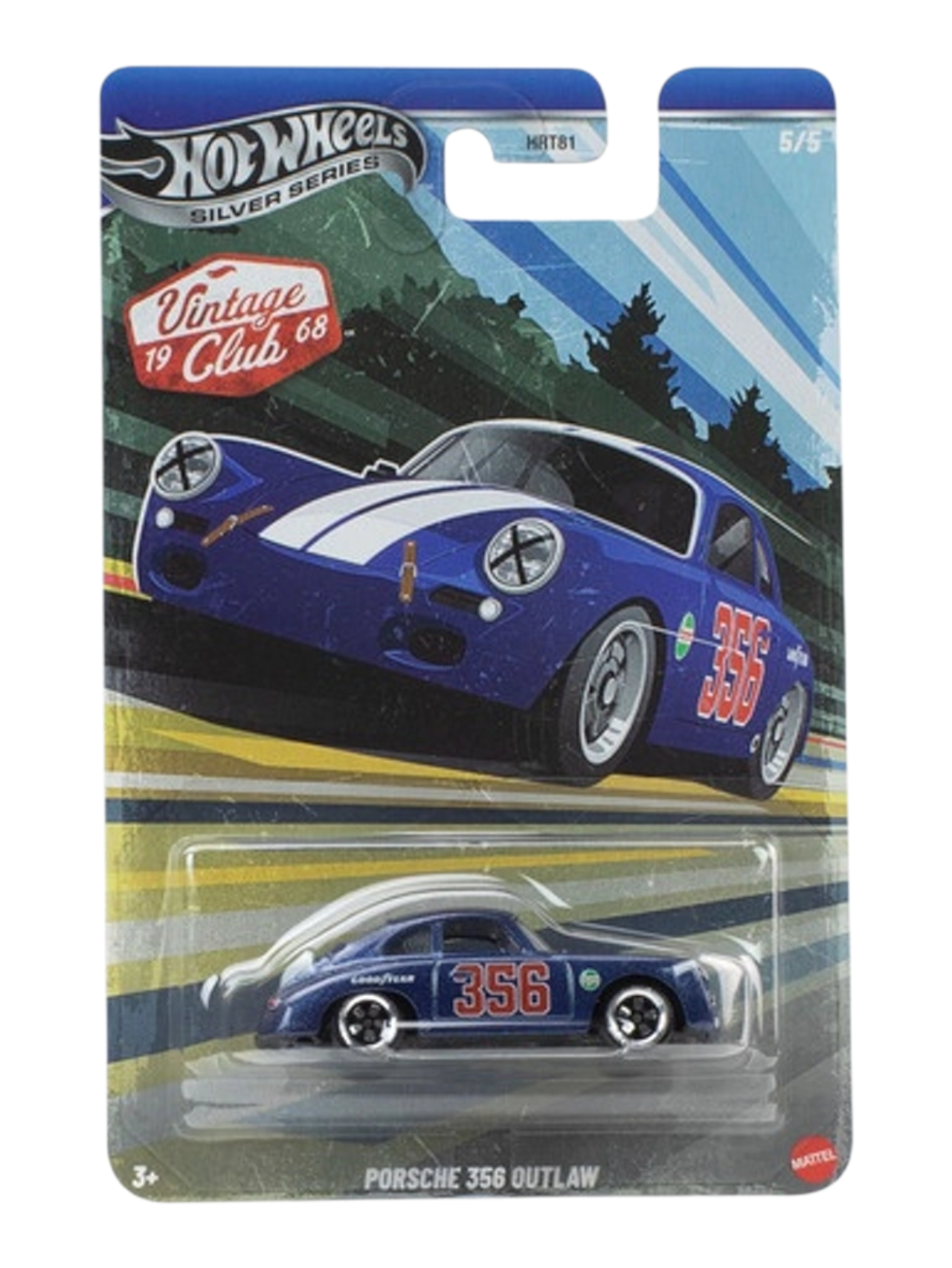HotWheels Silver Series Vintage Club 1968 Porsche 356 Outlaw Imported Card Art Mainline 1:64 Scale