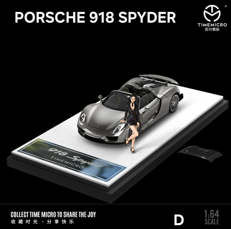 Time Micro Porsche 918 Spyder 1:64 Scale (With Acrylic Case and Action Figure)
