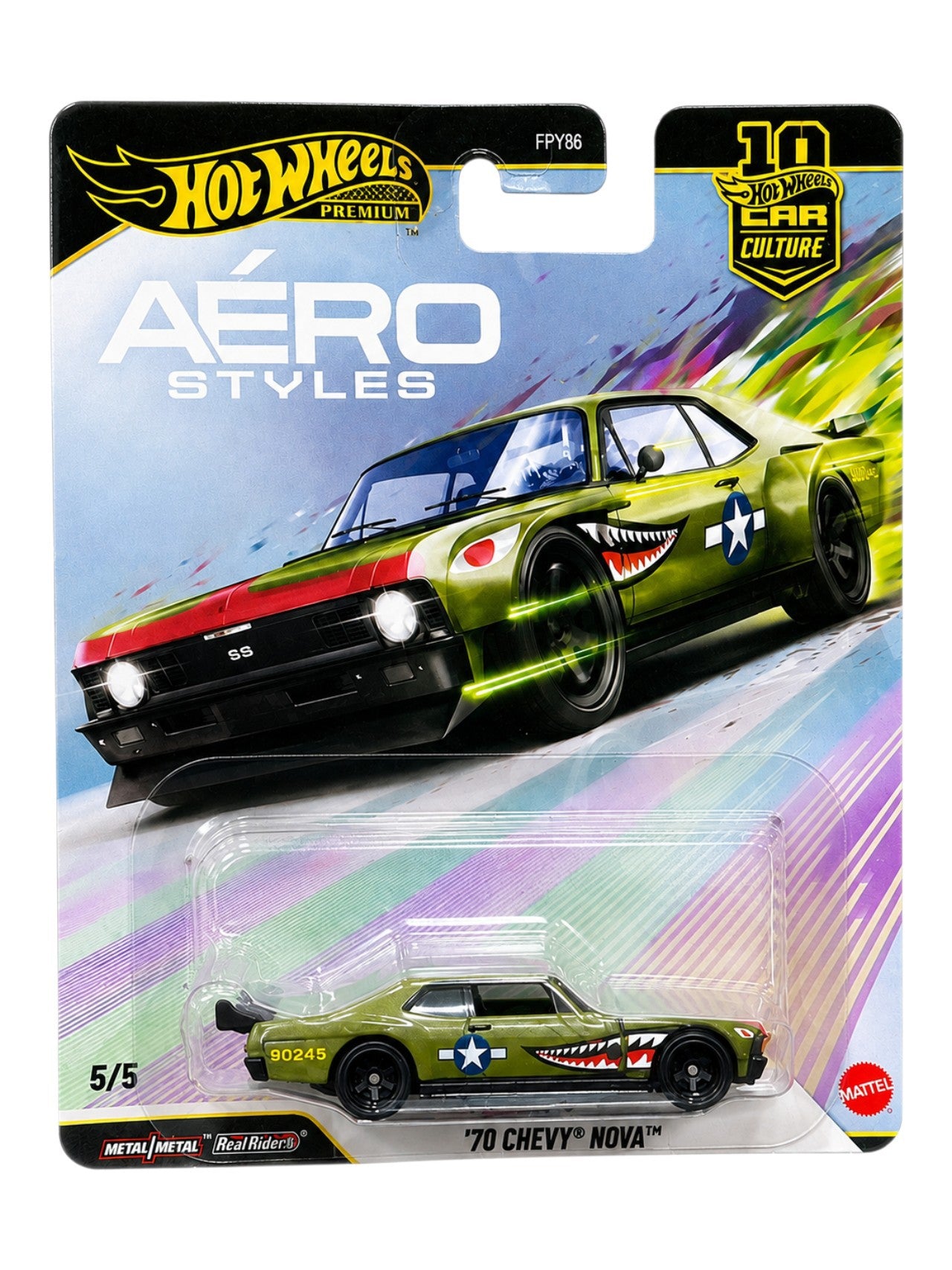 HotWheels Aero Styles Custom / Personnalise '70 Chevy Nova Car Cultural Premium 1:64 Scale