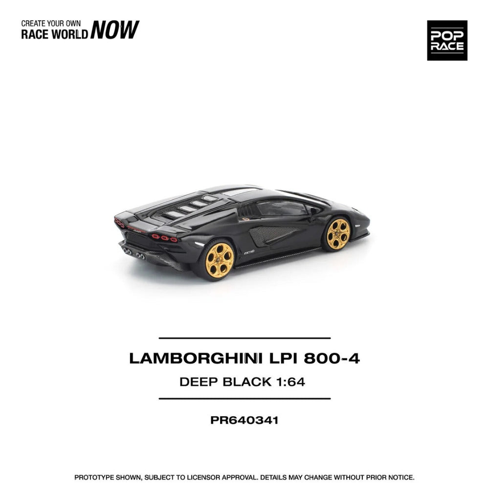 (PR640341 ) POP RACE Lamborghini Countach LPI 800-4 Deep Black 1:64 Scale Diecast Model Car