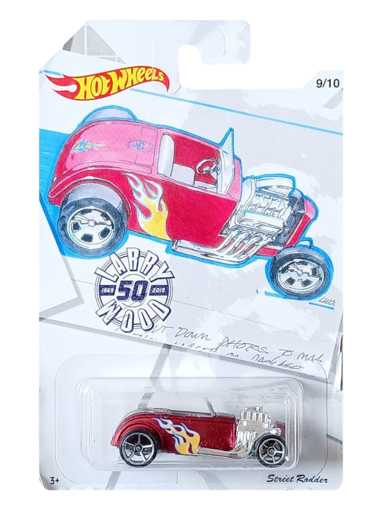 HotWheels Larry Wood Street Rodder Imported Mainline Card Art 1:64 Scale (Creased Card)