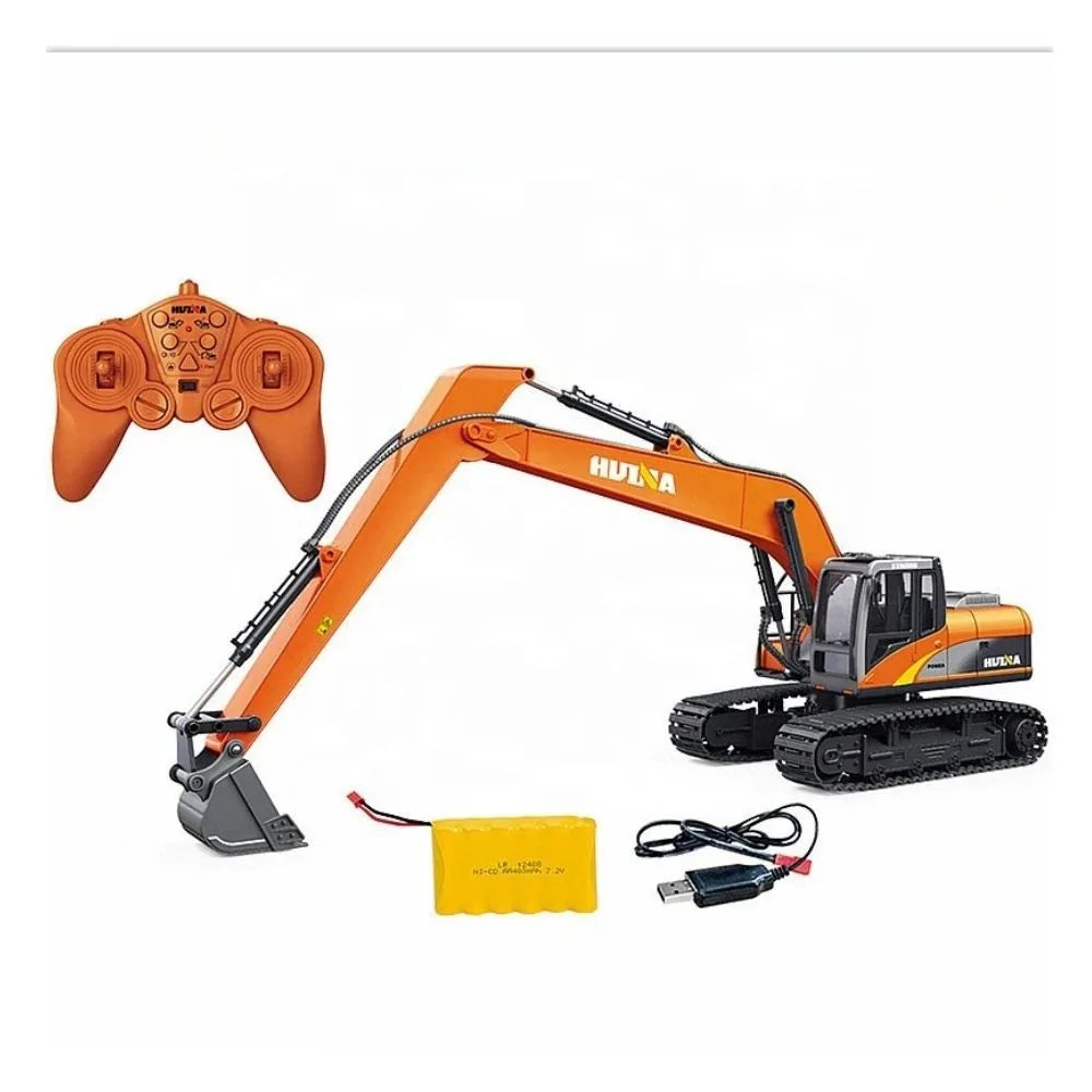 Huina Toys 1551 RC Remote Control Excavator With 15 Functions USB Charging construction machine 360° rotating body 7.4V rechargeable battery Playing Time: Approx. 25–30 minutes Charging Time: Approx. 2–3 hours Up to approx. 3.5 km/h 1:14 scale