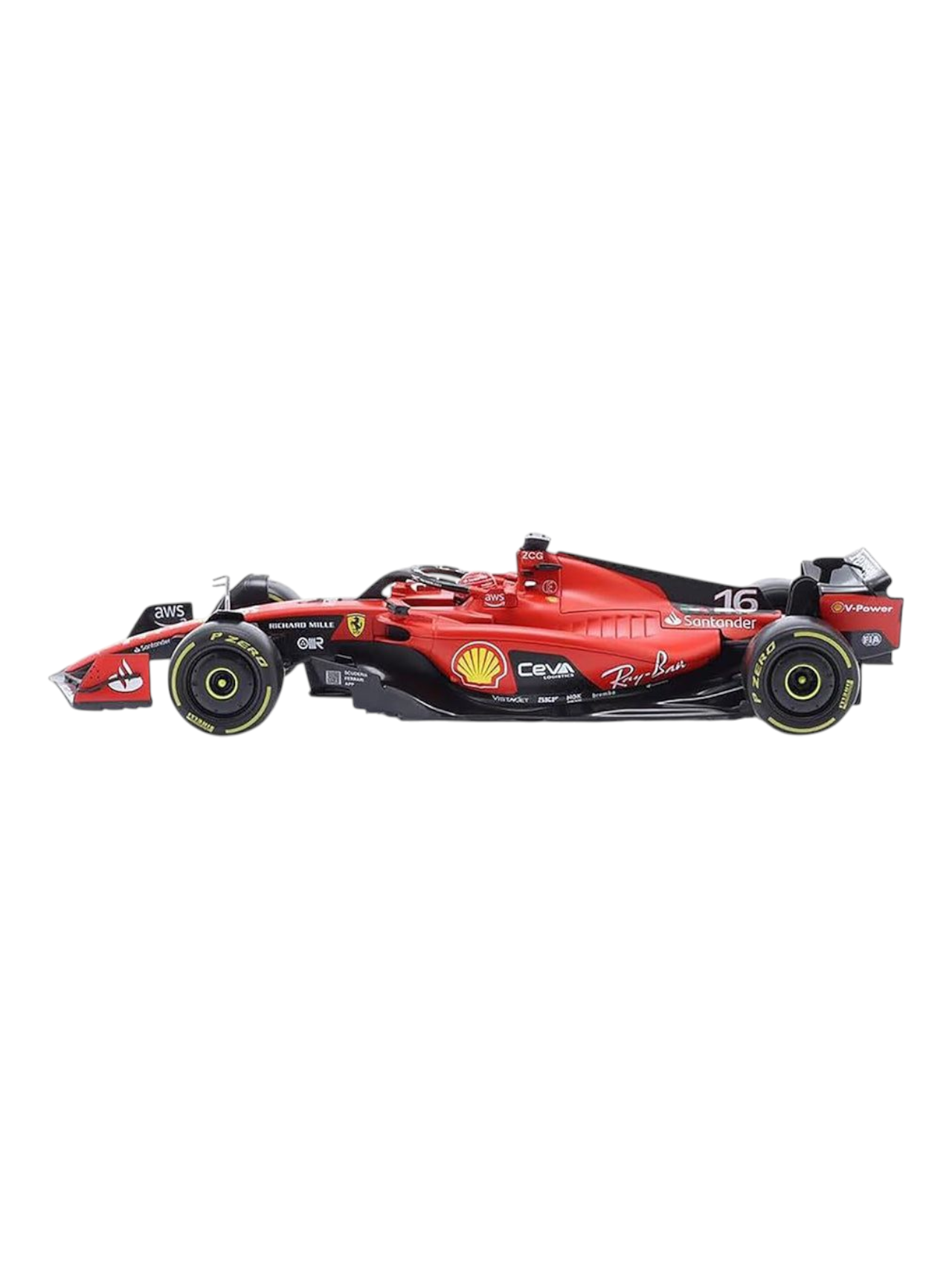 Bburago Formula 1 (F1) Ferrari SF-23 Charles Leclerc 2023 Diecast 1:24 Scale (With Acrylic Case)