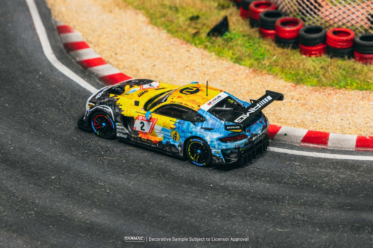 Tarmac Works Mercedes-AMG GT3 Nurburgring 24H 2020 Y.Buurman/P.Ellis/H.Haupt 1:64 Scale (With Acrylic Case)