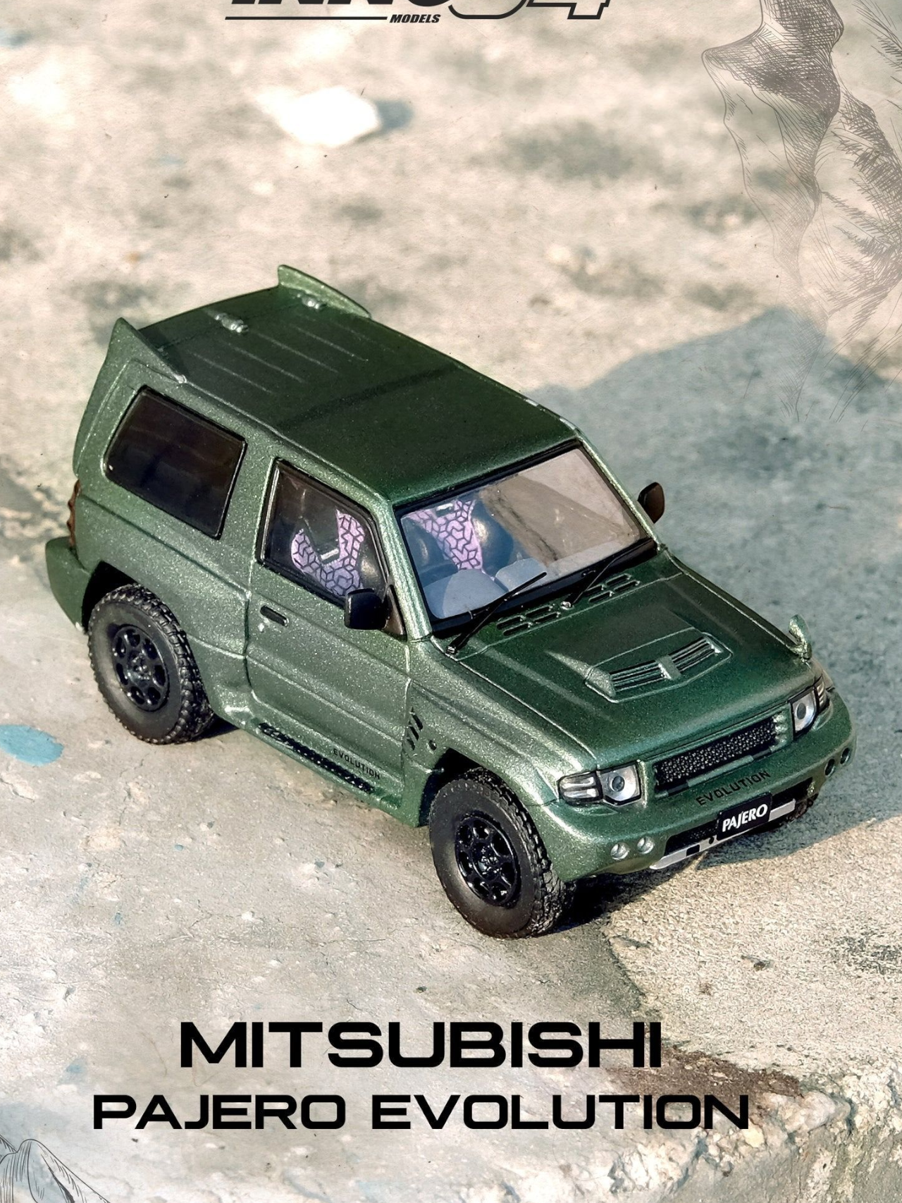 Inno64 Mitsubishi Pajero Evolution Diecast 1:64 Scale (With Acrylic Case)
