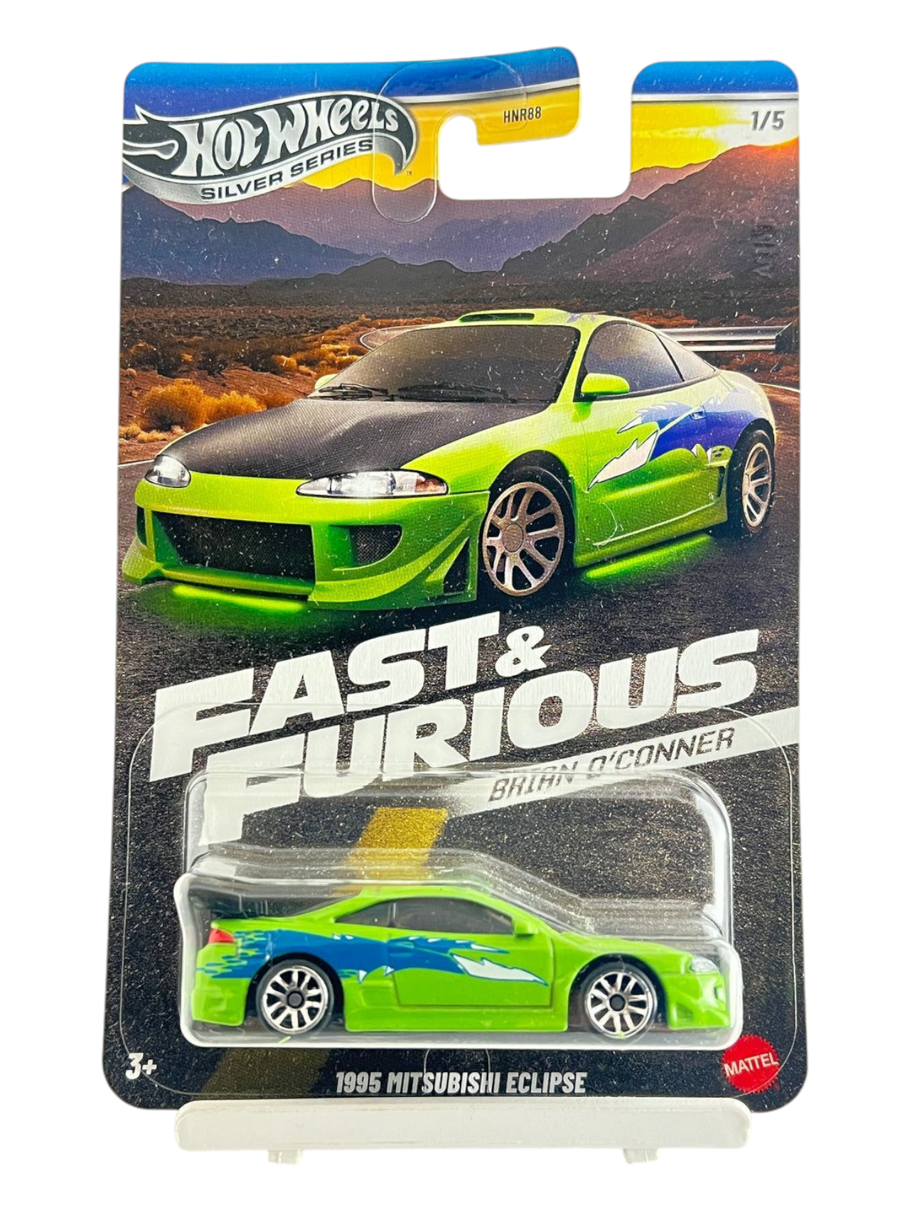 HotWheels Silver Series Fast and Furious Brian O'Conner 1995 Mitsubishi Eclipse Imported Mainline Card Art 1:64 Scale
