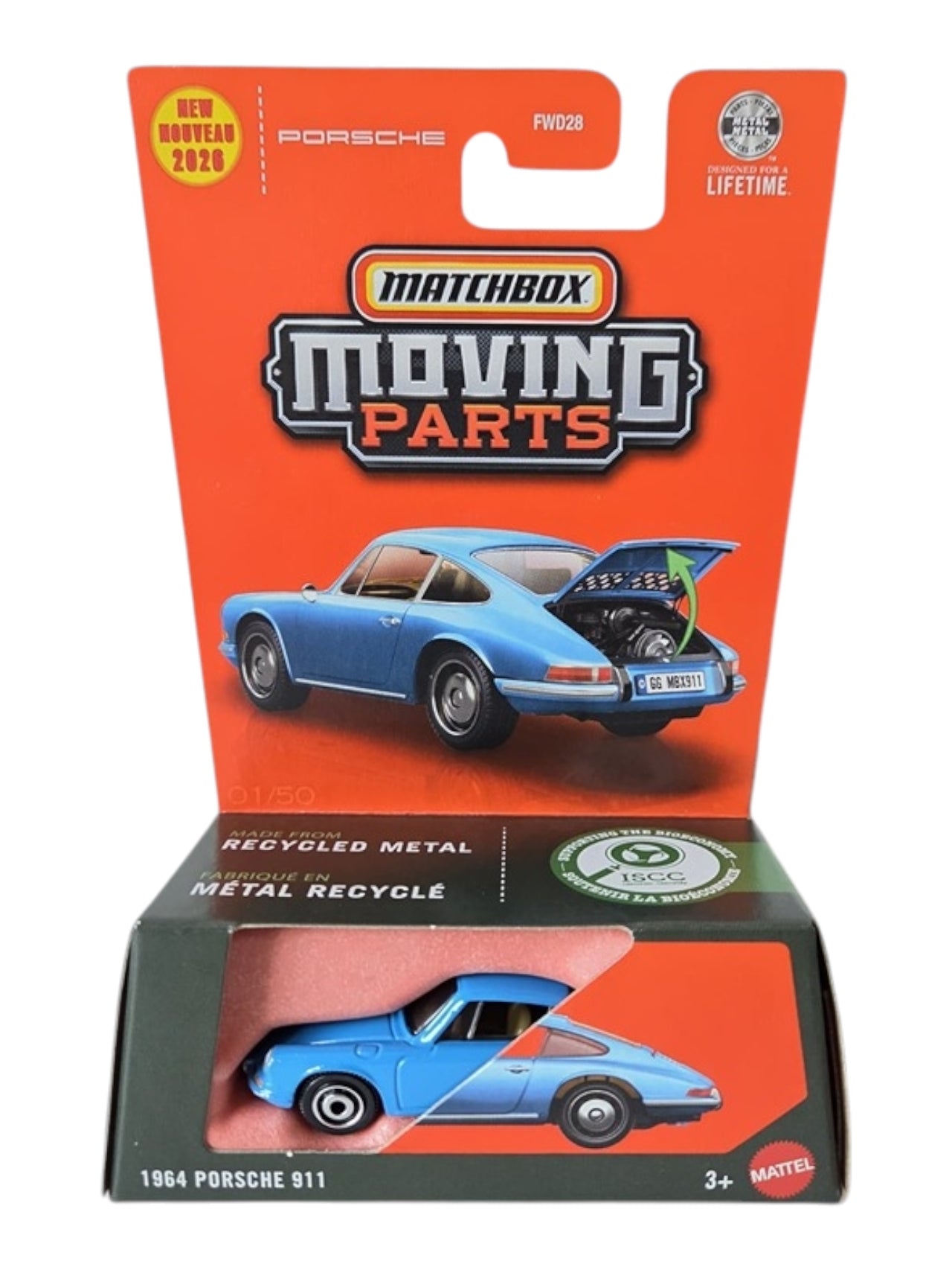 MatchBox moving parts 1964 porsche 911 1:64 Scale