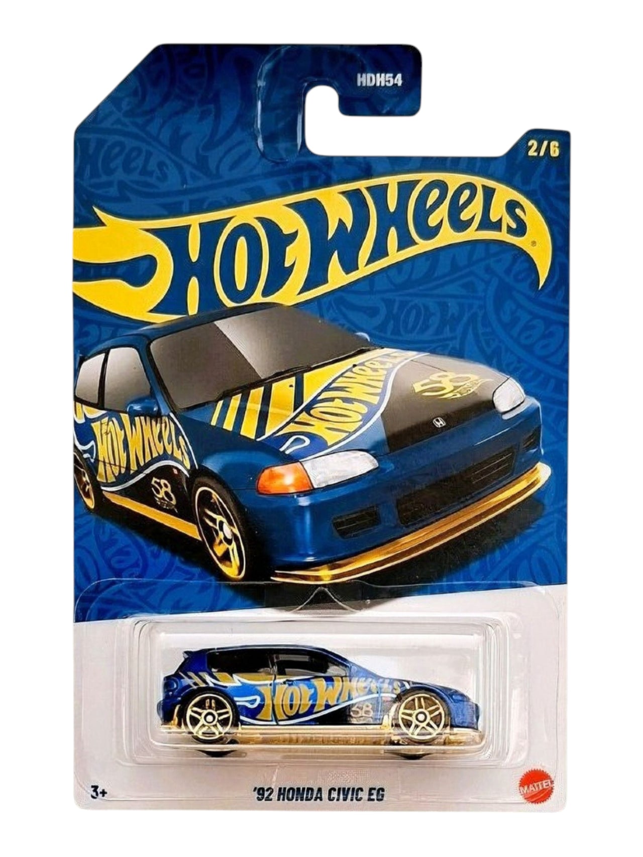 HotWheels 58th Anniversary '92 Honda civic EG "Pearl & Chrome"Card Art Mainline 1:64 Scale