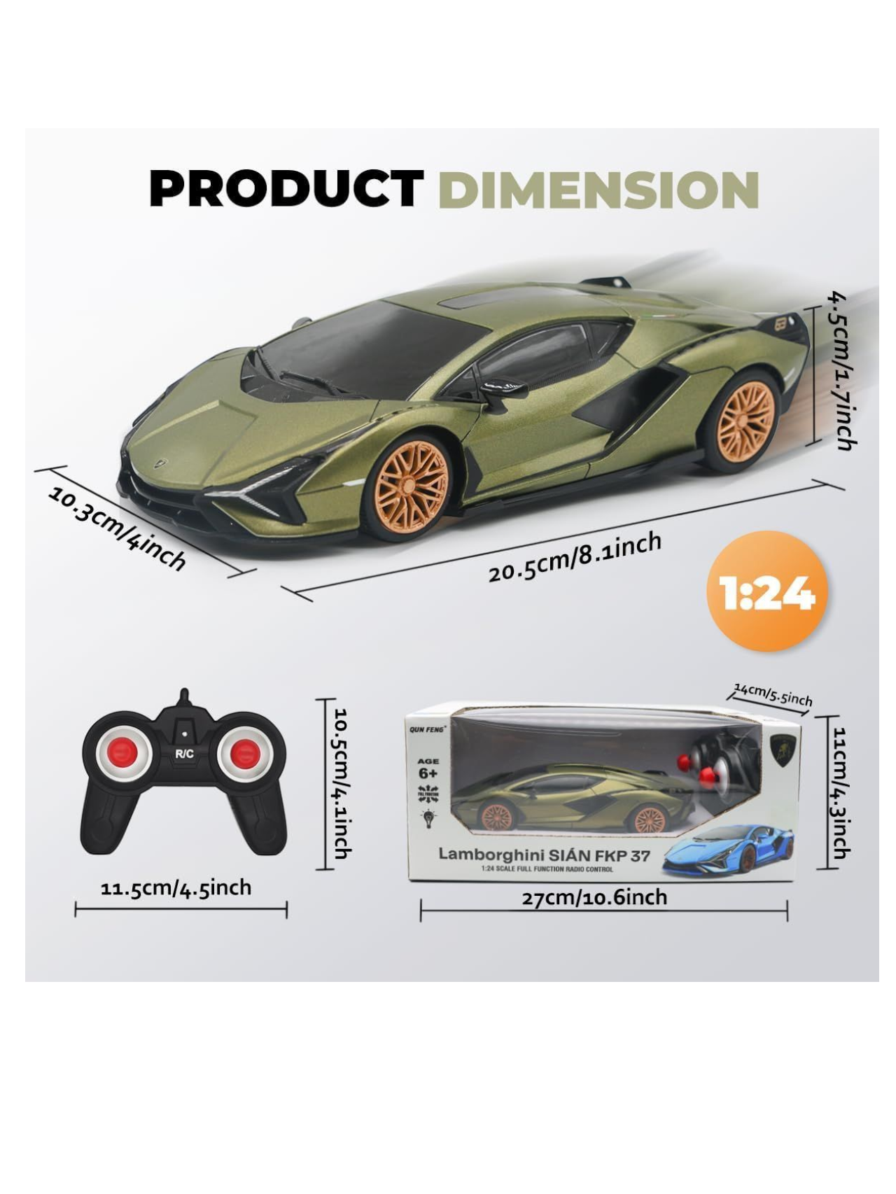 Lamborghini Sian FKP 37 Full Function Remote Control Car 1:24 Scale (Official Licensed Product)