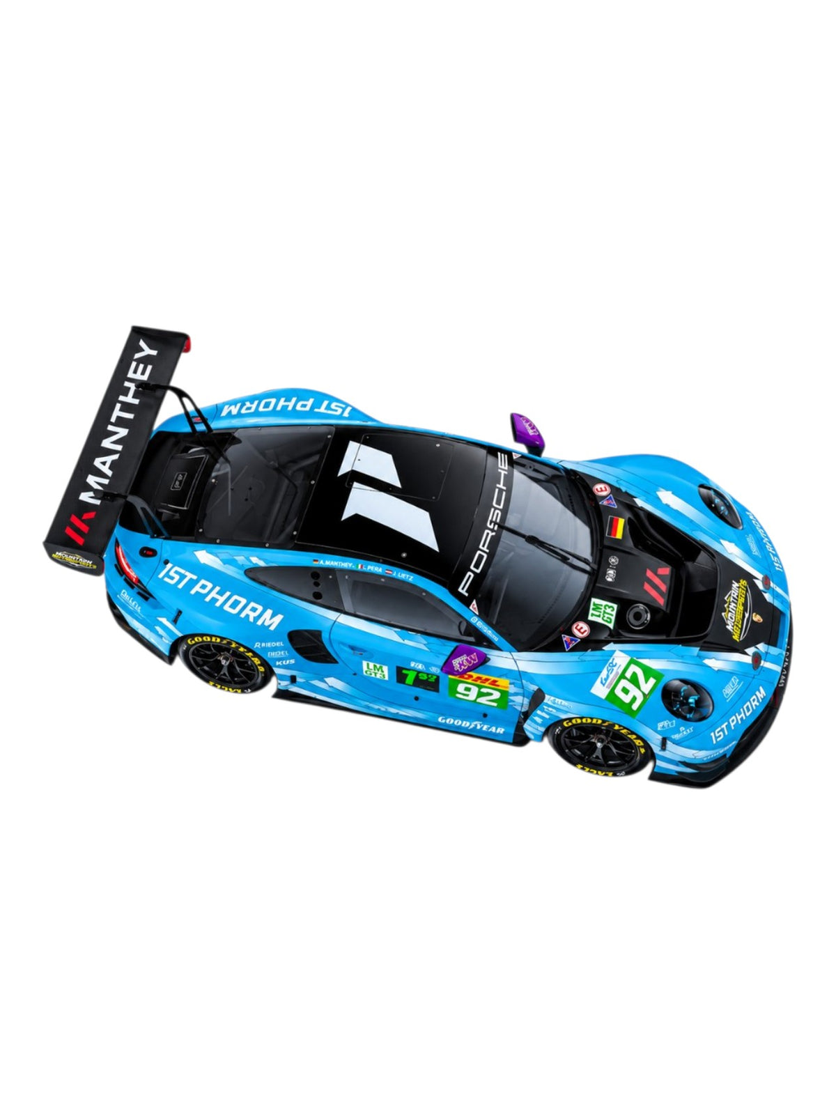 Trends Hobby (No. 119) Porsche 911 GT3 R Manthey 1st Phorm 2025 Le Mans 24H LMGT3 Winner #92 Diecast Model 1:64 Scale