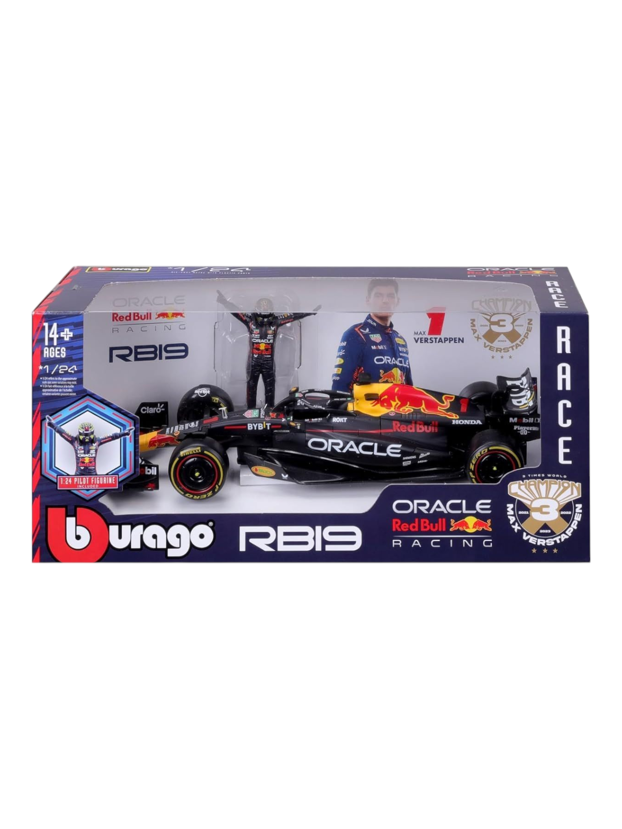 Bburago Formula 1 (F1) Oracle Redbull Racing RB19 3 Times World Champion Diecast 1:24 Scale
