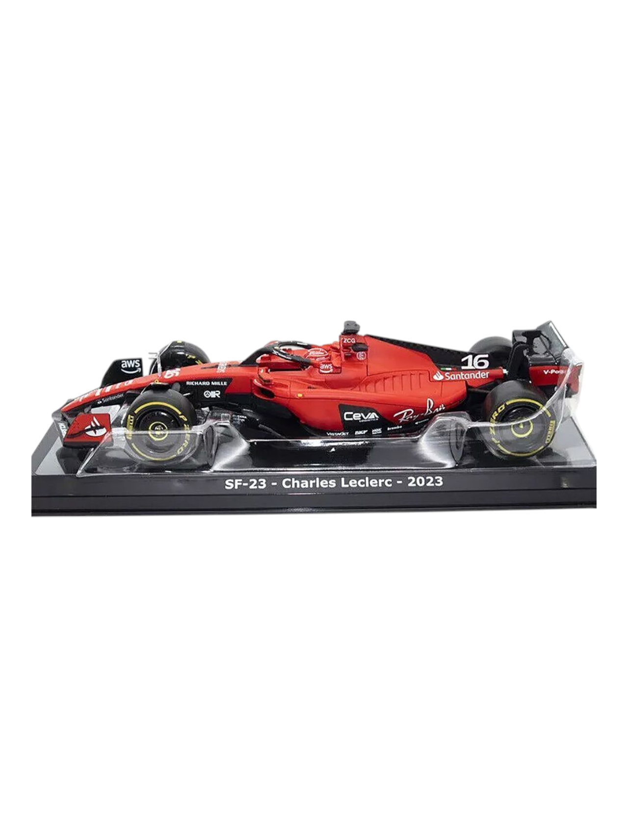 Bburago Formula 1 (F1) Ferrari SF-23 Charles Leclerc 2023 Diecast 1:24 Scale (With Acrylic Case)