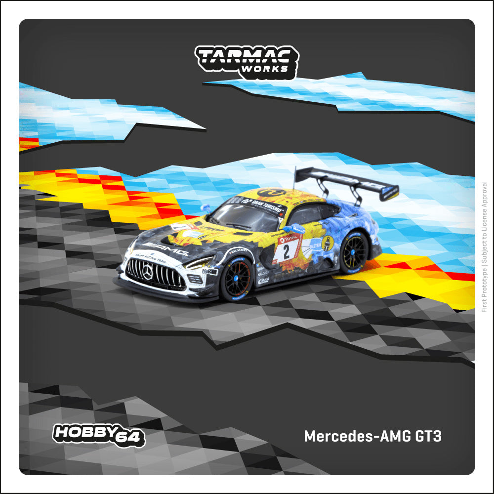 Tarmac Works Mercedes-AMG GT3 Nurburgring 24H 2020 Y.Buurman/P.Ellis/H.Haupt 1:64 Scale (With Acrylic Case)
