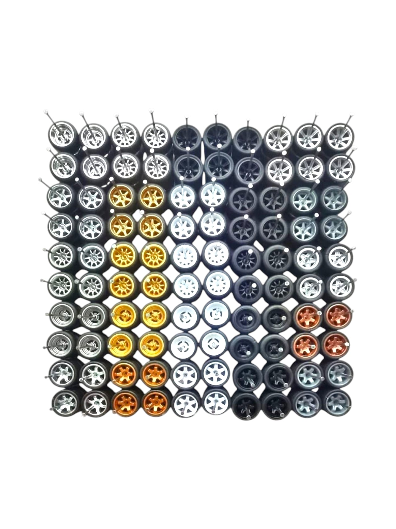 TCI Wheels Box Premium Wheels Pack 10 Random Sets Hotwheels rubber wheels (Random assortment) 1 set fits 1 car