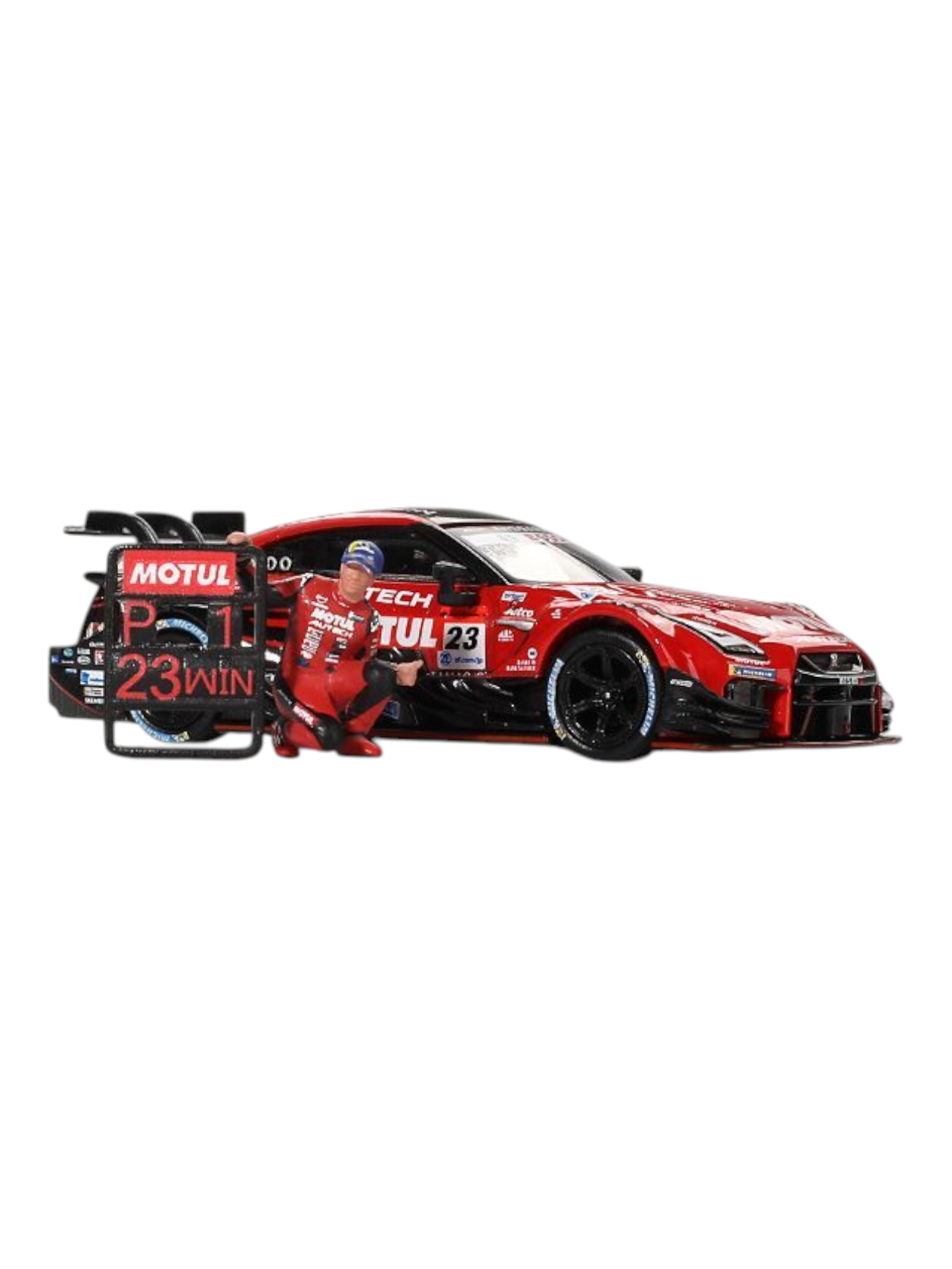 Mini GT Nissan GT-R Nismo #23 ("Motul Autech GT-R 2021" Super GT Series Suzuka Winner W/ Matsuda Figure) 1:64 Scale