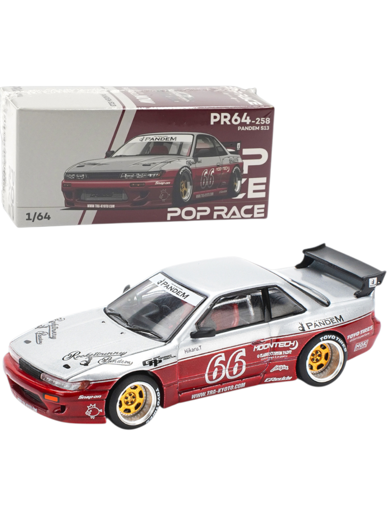 POP RACE Pandem Nissan Silvia S13 No.66 1:64 Die-Cast Car Model