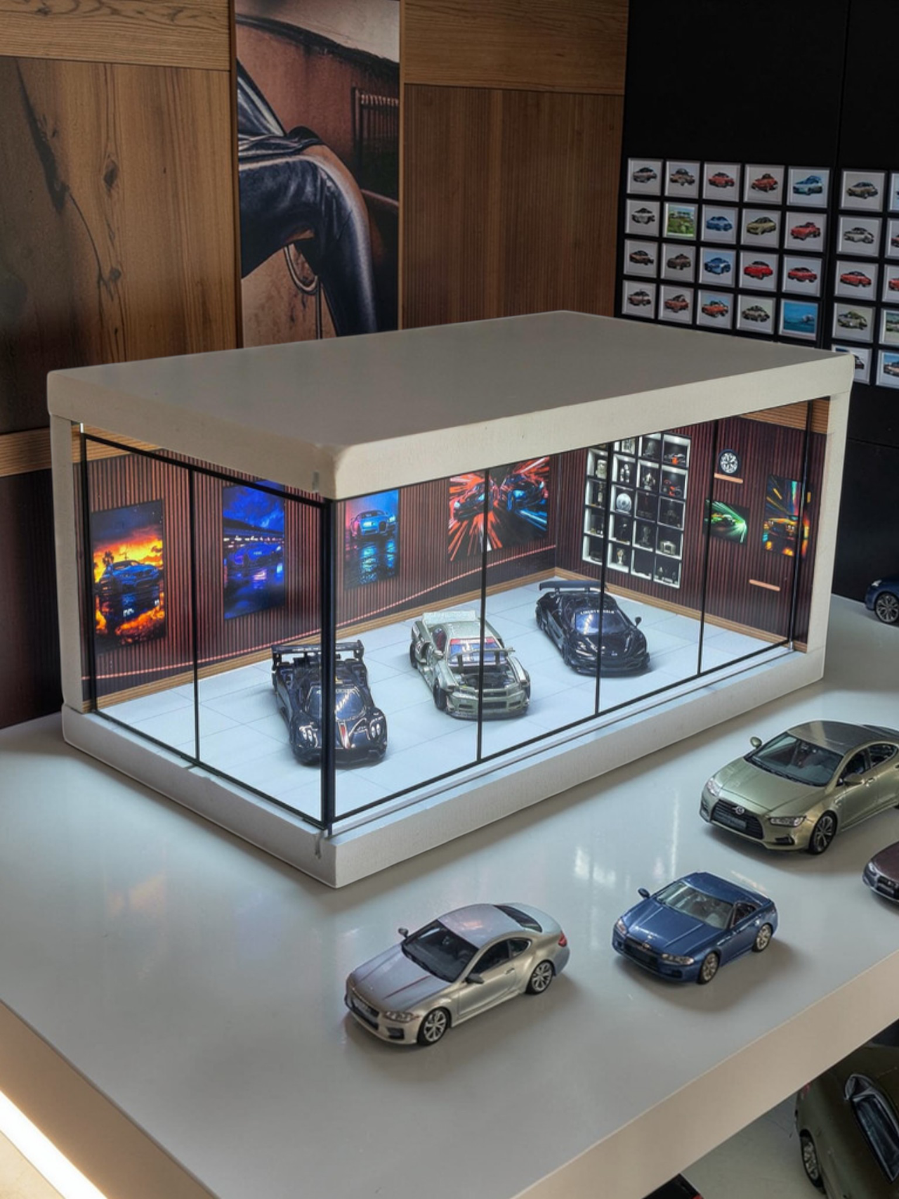 Premium LED Car Garage storage Display Box for 1:64 Diecast Models - Perfect for Diecast Collectors