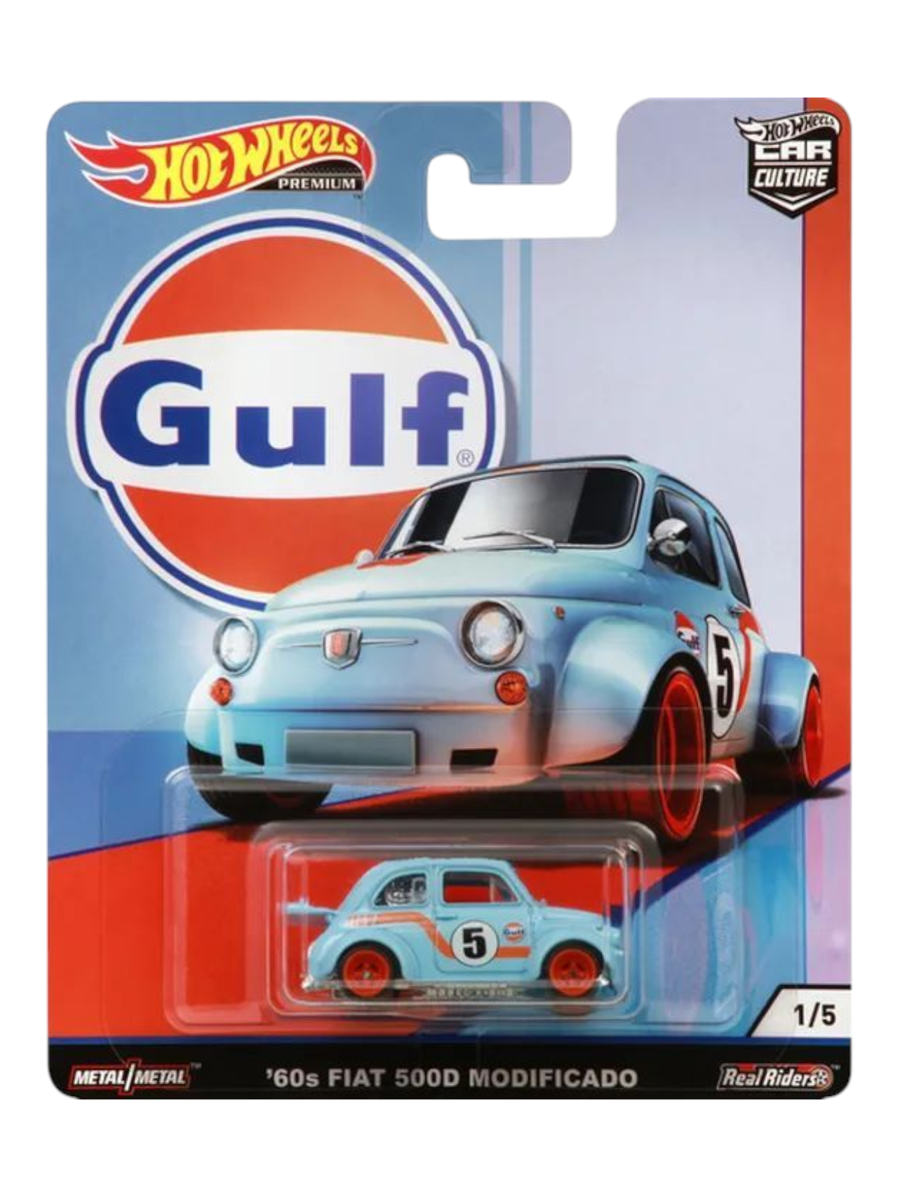 HotWheels Car Culture Gulf 60s Fiat 500D Modificado Imported Premium 1:64 Scale