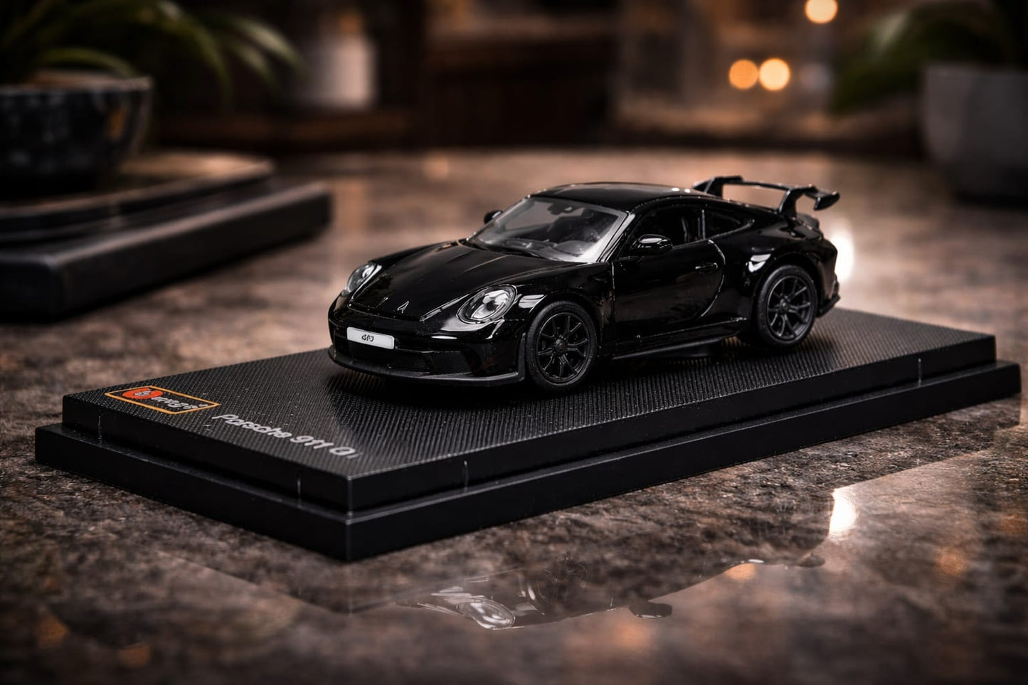Bburago Porsche 911 GT3 Luxury Black Sports Car Die-cast Model 1:64 Scale 28-24938BK