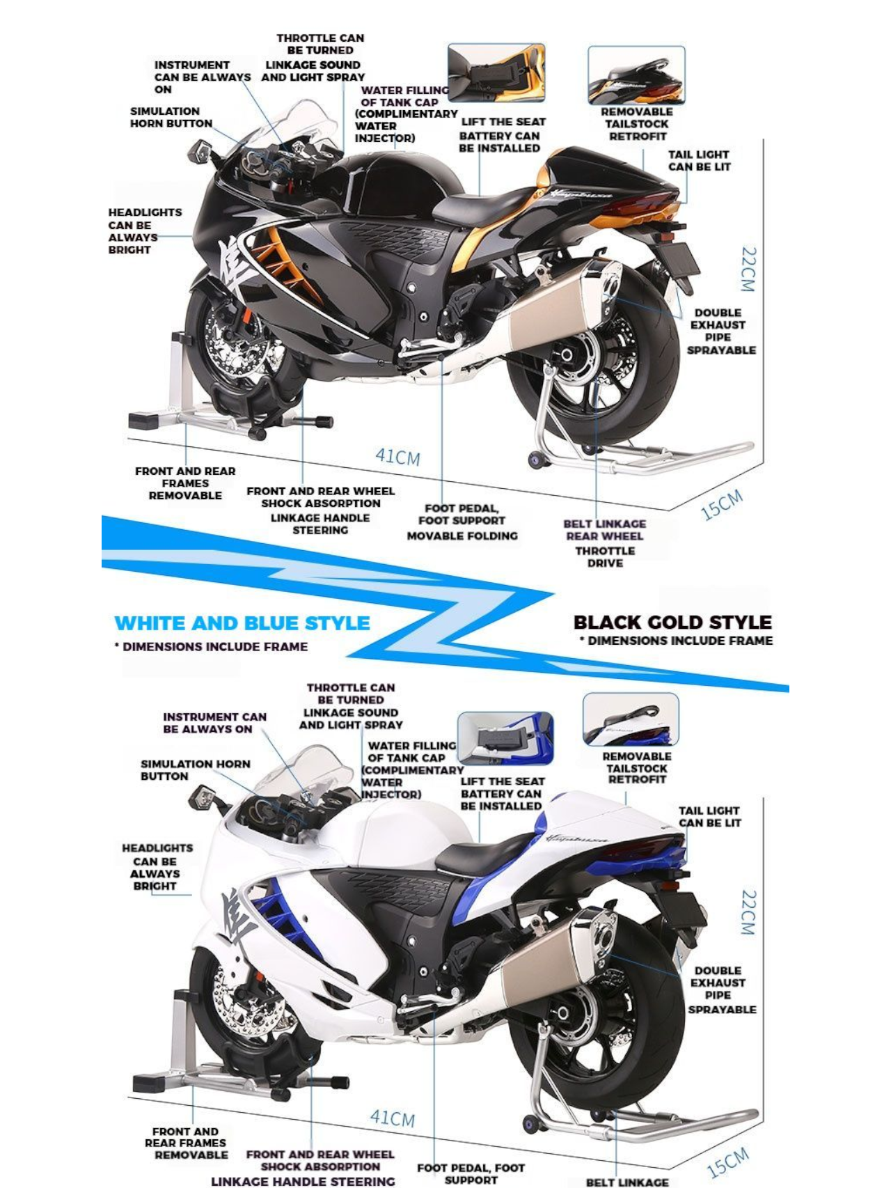 Suzuki Hayabusa GSX-1300 R Alloy Model 1:6 Scale (Colour -Black)