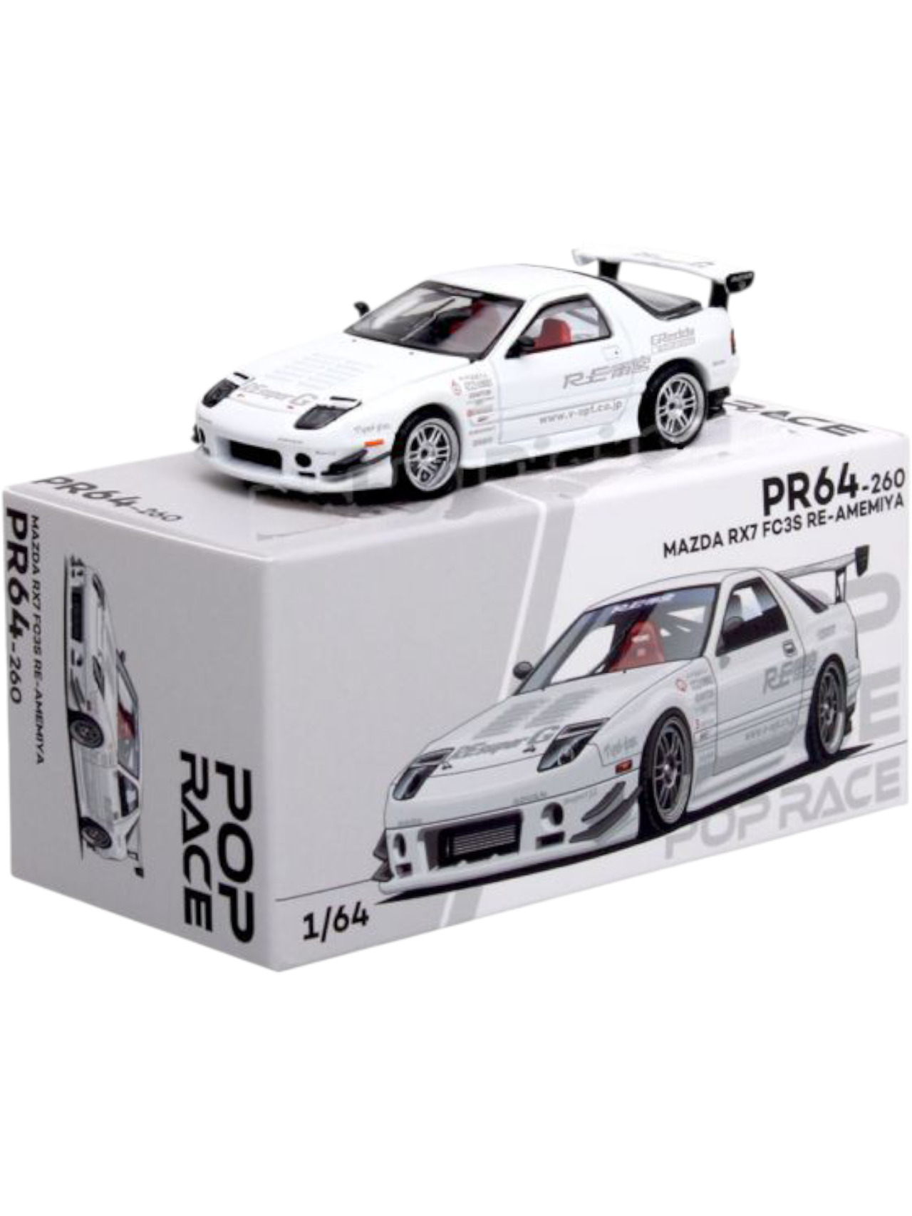 Pop Race #260: Mazda RX7 FC3S Re-Amemiya - White 1:64 Scale – Toy