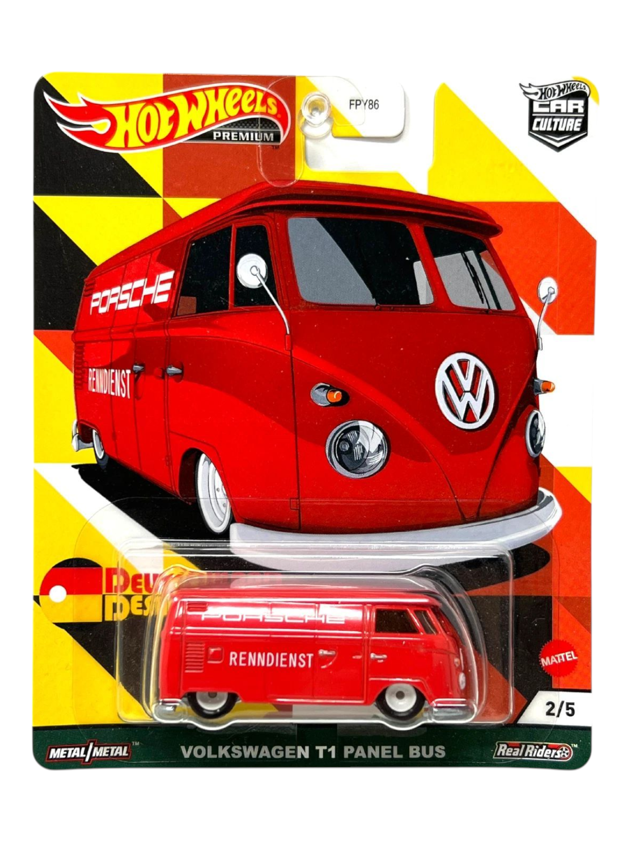 HotWheels Deutschland Design Volkswagen T1 Panel Bus Imported Premium 1:64 Scale