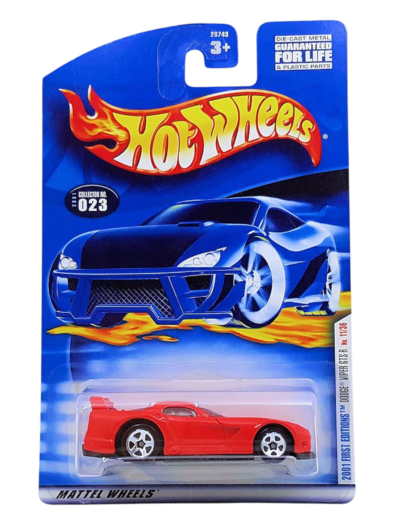 HotWheels 2001 First Editions Dodge Viper GTS-R Collector No-023 Imported Mainline 1:64 Scale