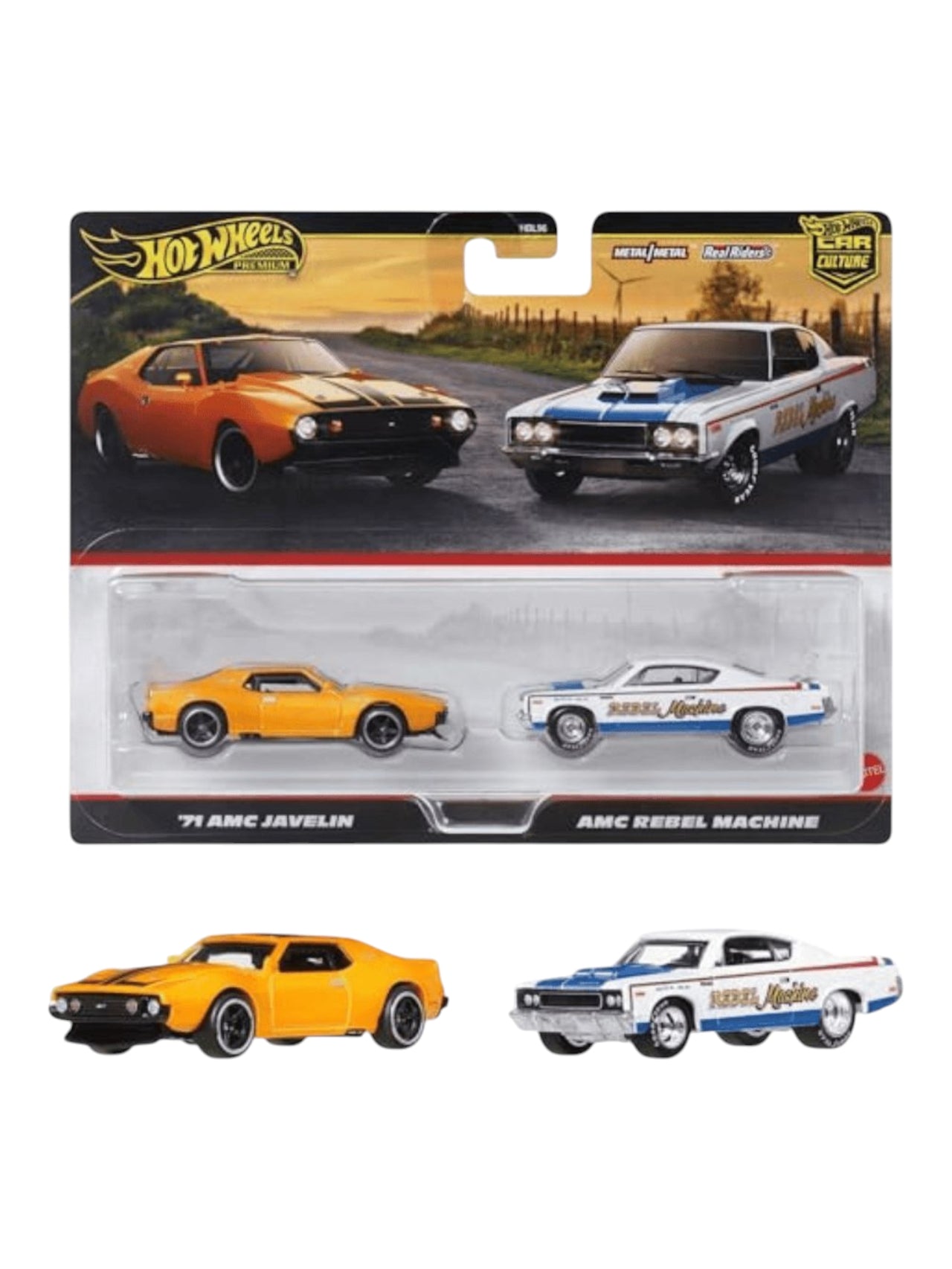 Hotwheels '71 amc javelin & amc rebel machine imported multipack 1:64 Scale