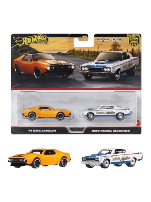 Hotwheels '71 amc javelin & amc rebel machine imported Team Transport multipack 1:64 Scale