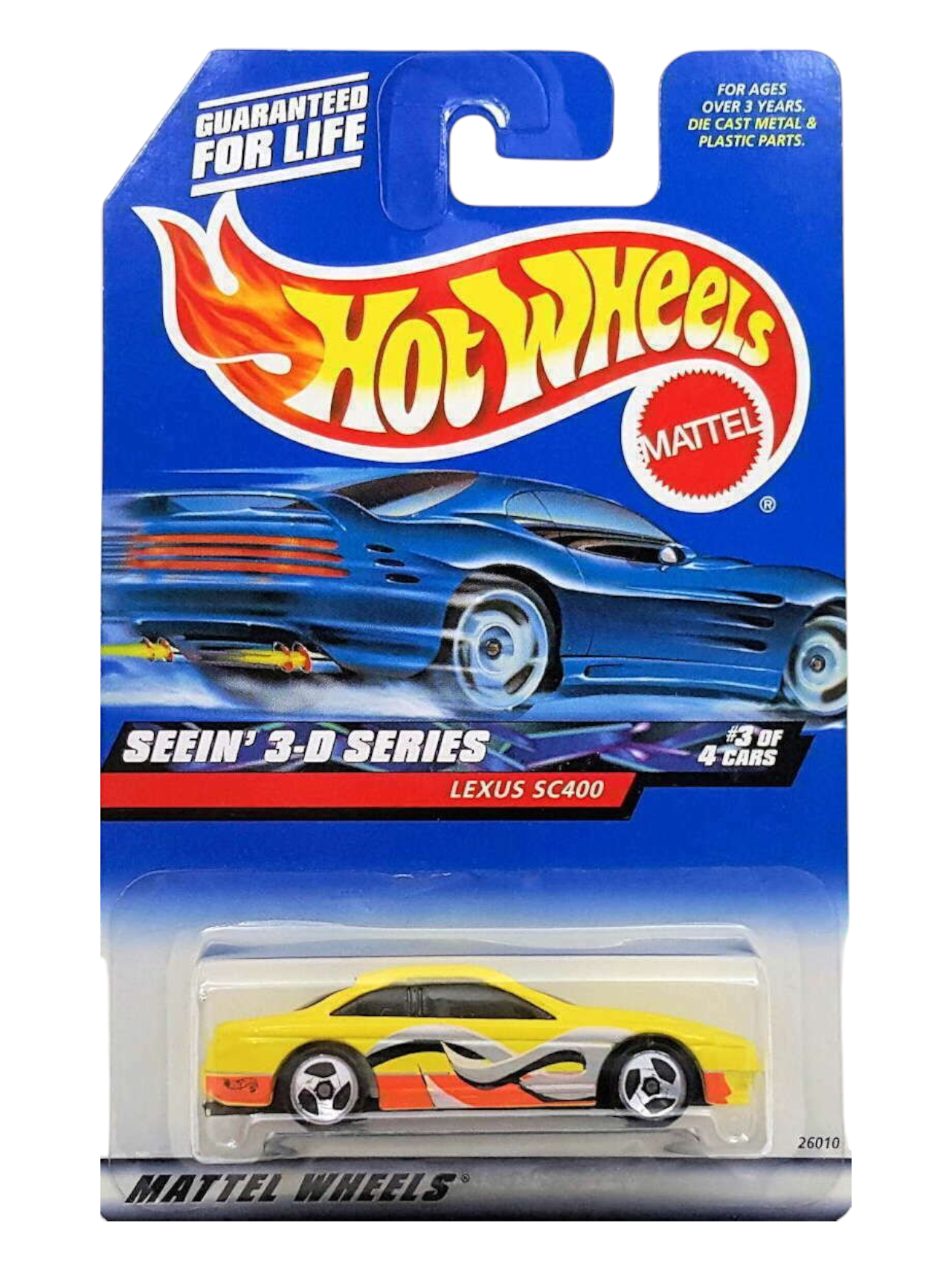HotWheels Seein 3-D Series Lexus SC400 Imported Mainline 1:64 Scale (Blister Damaged)