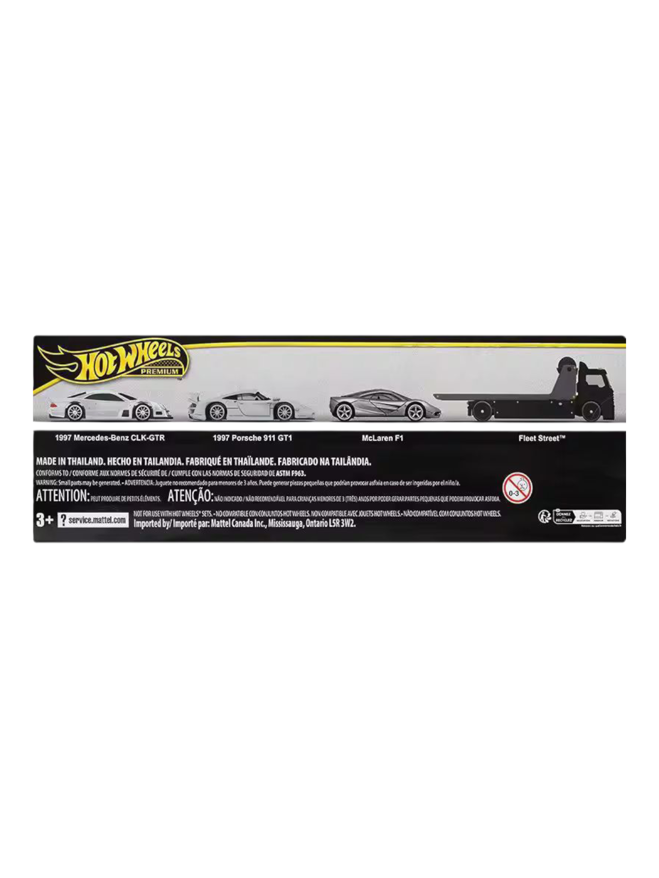 HotWheels Imported Premium Fleet Series 1997 Porsche 911 GT1,Mclaren F1,1997 Mercedes-Benz CLK-GTR 1:64 Scale (Box Damaged)