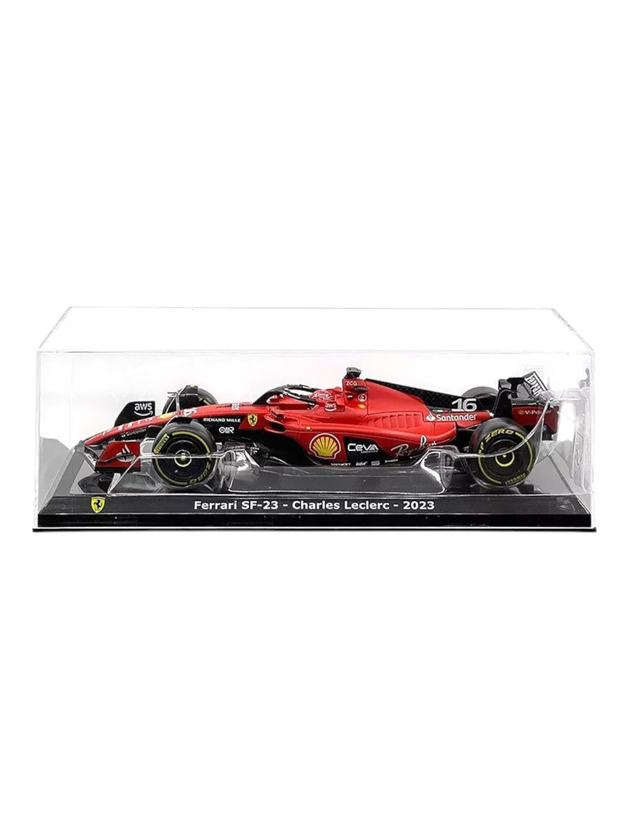 Bburago Formula 1 (F1) Ferrari SF-23 Charles Leclerc 2023 Diecast 1:24 Scale (With Acrylic Case)