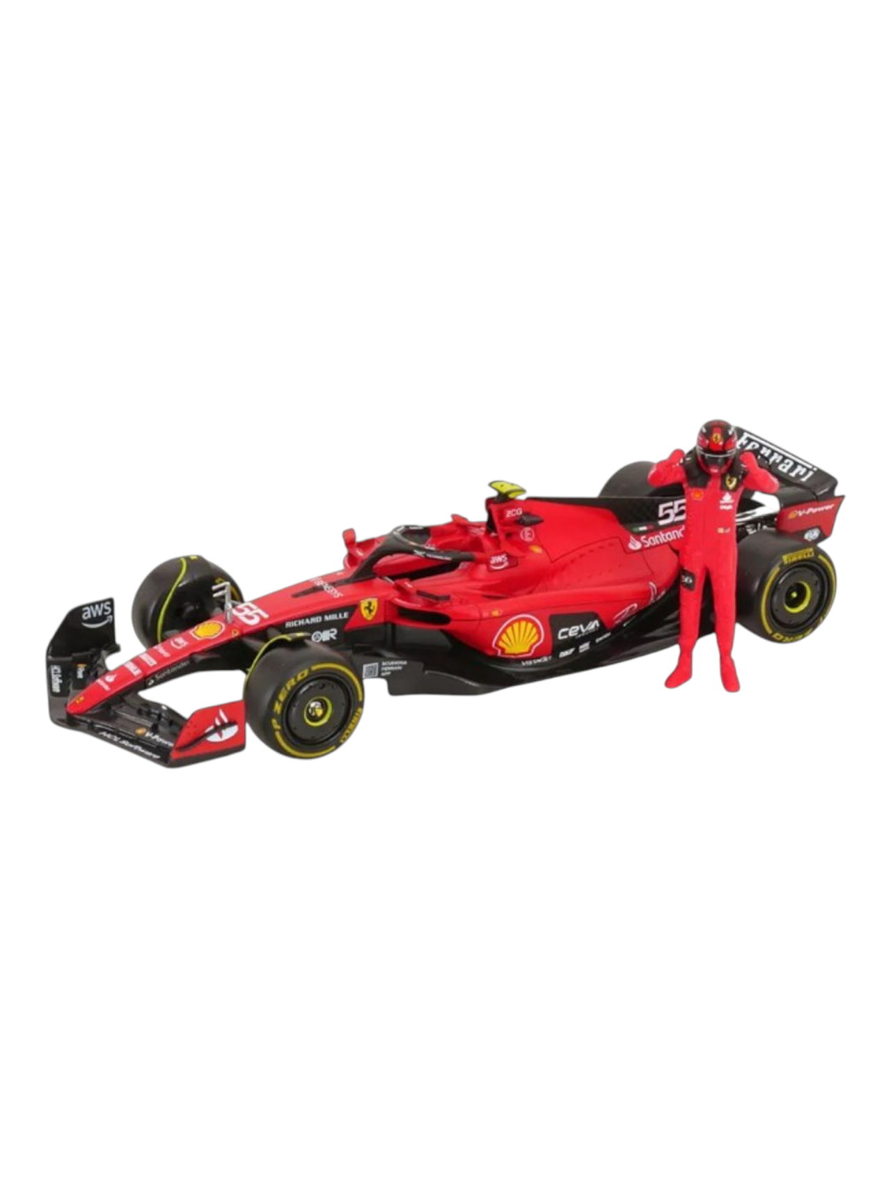 Bburago Formula 1 (F1) Ferrari SF-23 #55 Carlos Sainz Diecast 1:24 Scale