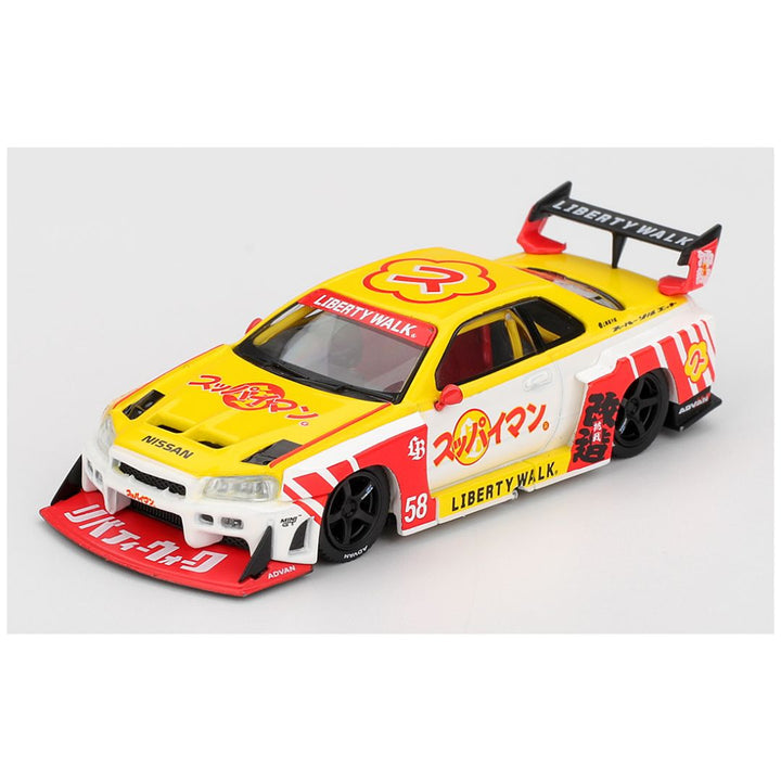 Mini GT #1204: Nissan LB-ER34 Super Silhouette SKYLINE Suppaiman Okinawa 1:64 Scale