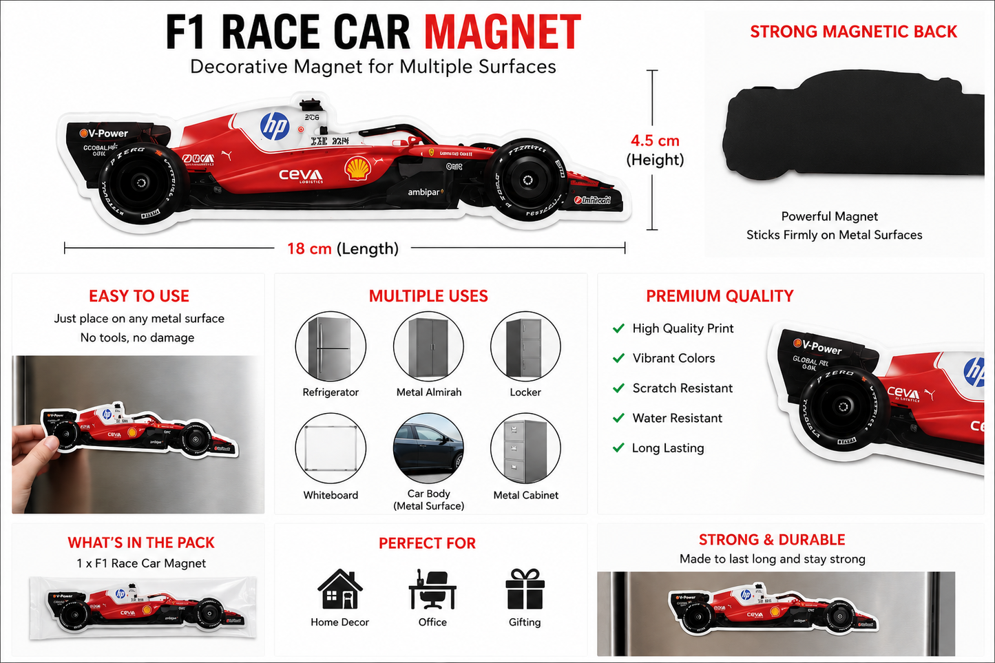 McLaren Formula 1 Race Car Magnet | Premium Decorative Fridge Magnet