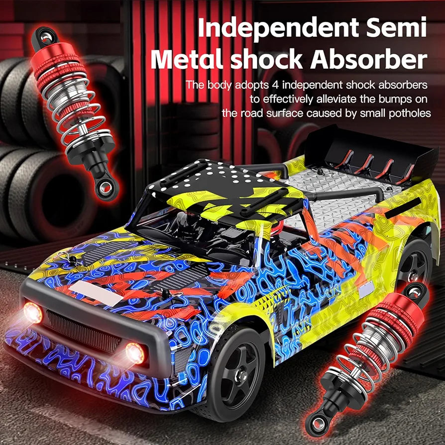 Power Drift RC Car 2.4 Ghz Remote Control, RTR 4WD, Lghit Effect When Braking Alloy Gear Adjustable Metal Hydraulic Shock Absorber 1:12 Scale Remote Control Rechargeable