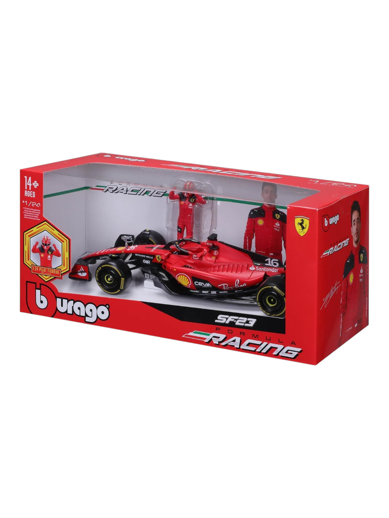 Bburago Formula 1 (F1) Ferrari SF-23 #16 Charles Leclerc Diecast 1:24 Scale