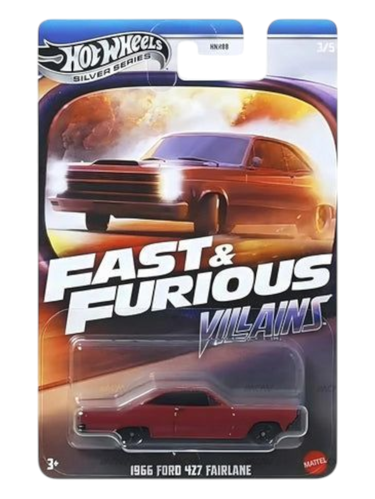 HotWheels Fast & Furious Villains Silver Series 1966 Ford 427 Fairlane Imported Mainline 1:64 Scale