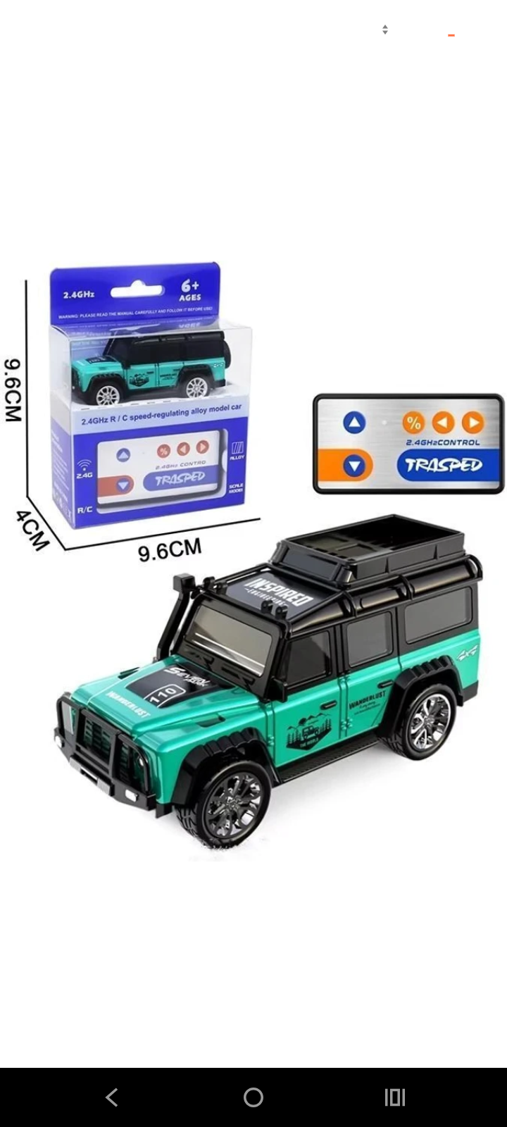 Mini RC 2.4GHz Remote Control Alloy SUV Car with Rechargeable Battery & LED Lights.
