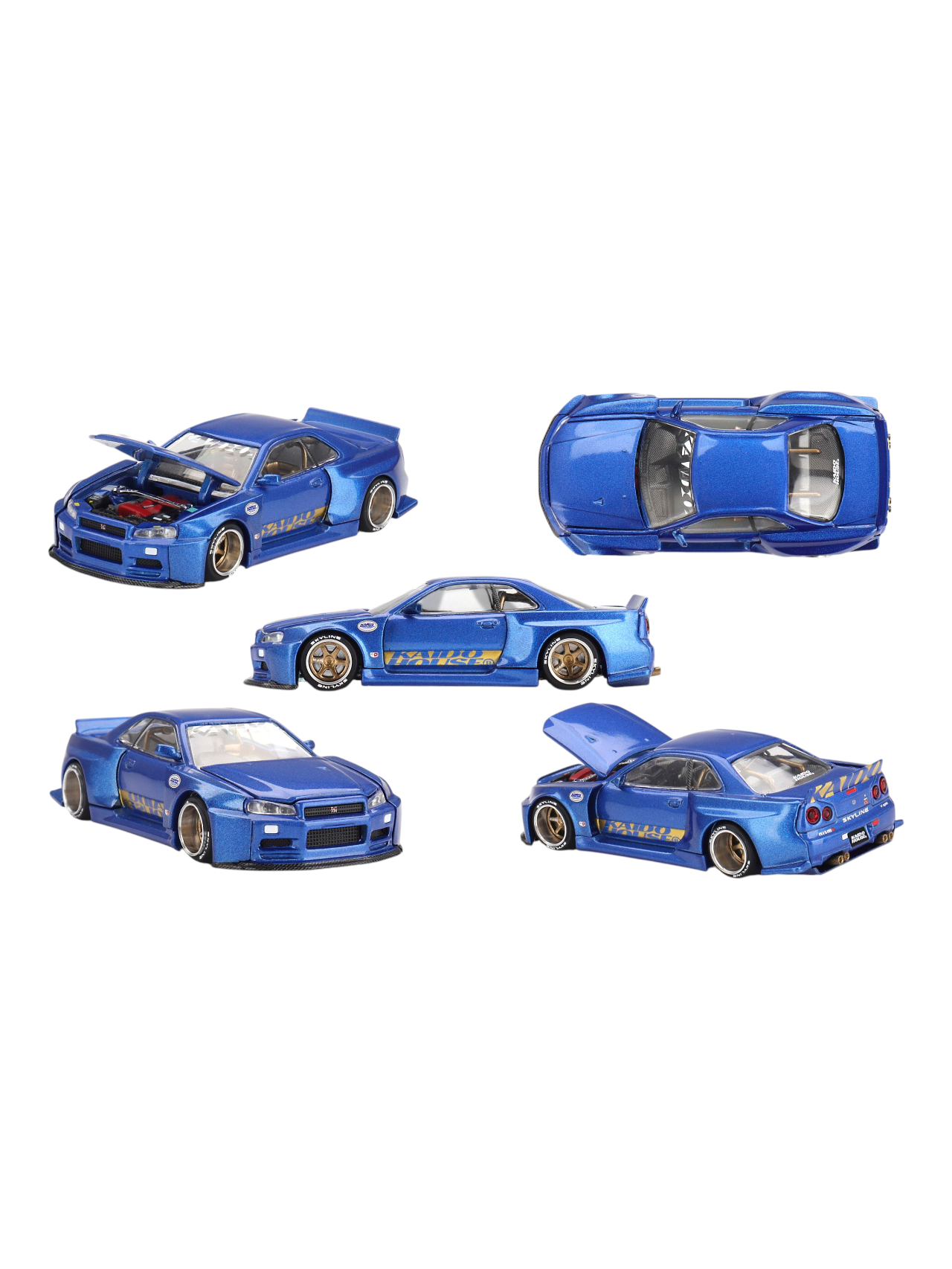 Mini GT Kaido House Nissan Skyline GT-R (R34) Kaido Works (V2 Aero) Shinjuku V2 1:64 Scale