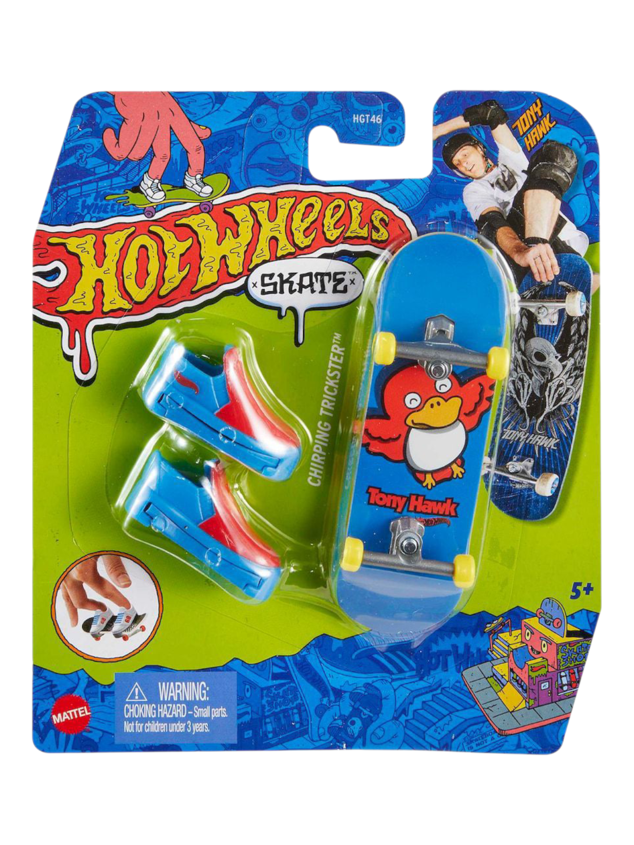 HotWheels Skate Tony Hawk Chirping Trickster Fingerboard and Skate Shoes