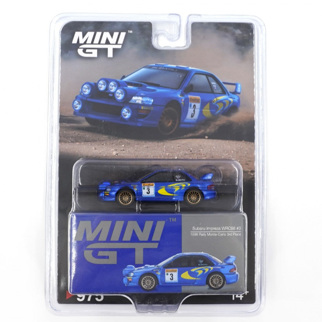 Mini GT Subaru Impreza WRC98 #3 (1998 Rally Monte-Carlo 3rd Place) Code-975 1:64 Scale