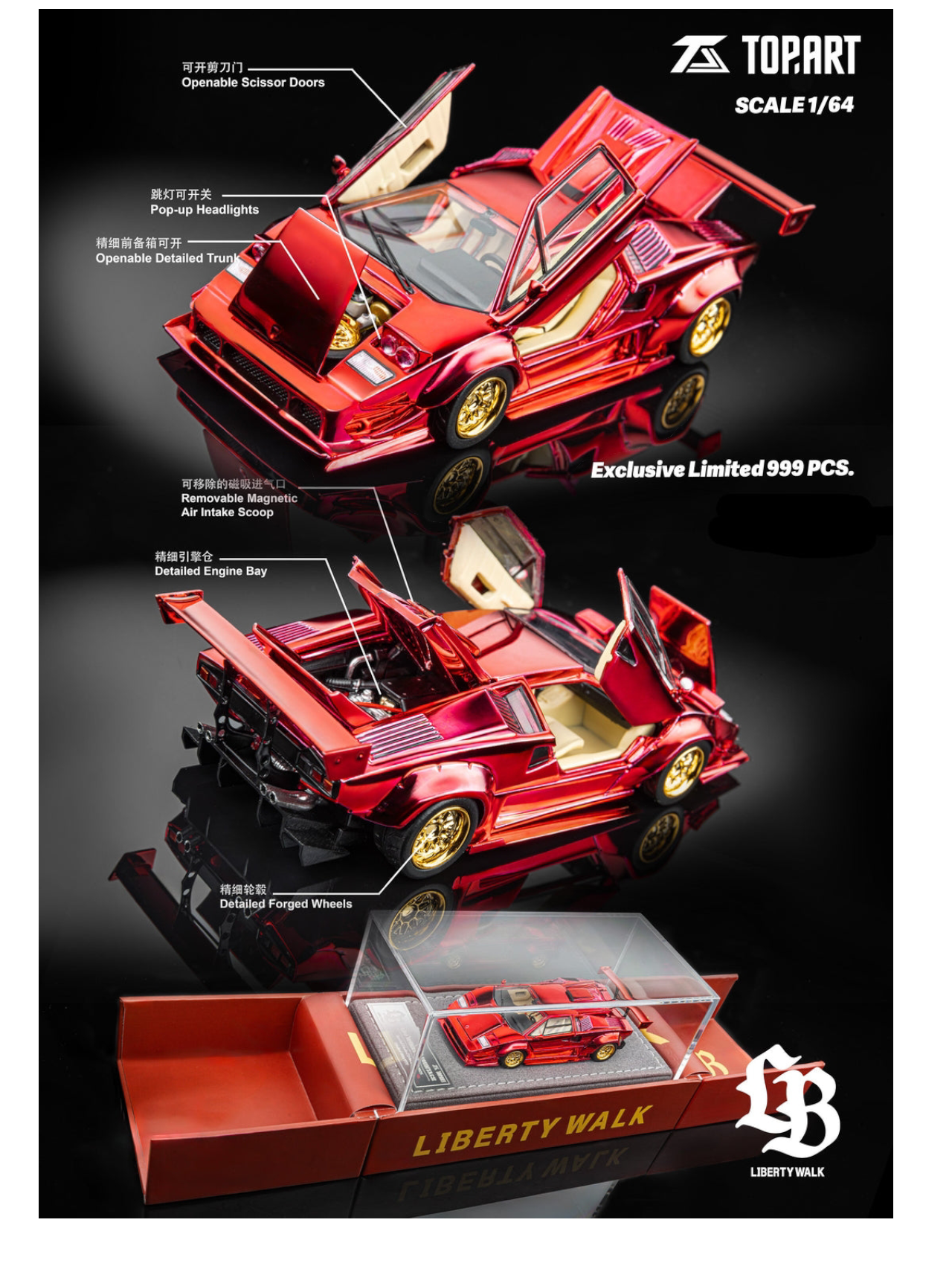 Top Art Liberty Walk Lamborghini Countach 1:64 Scale – Toy
