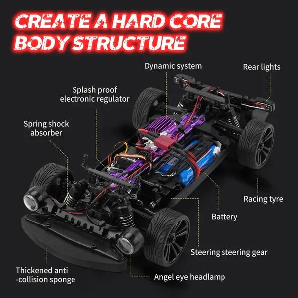 Hurricane High speed Vehicle RC Car 2.4G RTR 4×4 Full Function, Light Imported 1:16 Scale 50KM Speed Drift Car