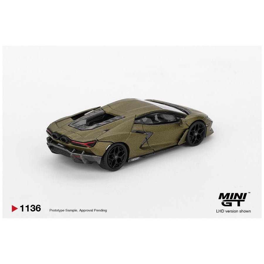 Mini GT #1136: Lamborghini Revuelto Verde Gea Matte 1:64 Scale Box And Blister