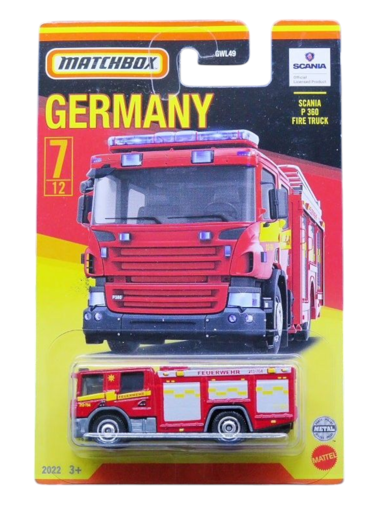 Matchbox Germany Scania P 360 Fire Truck 1:64 Scale