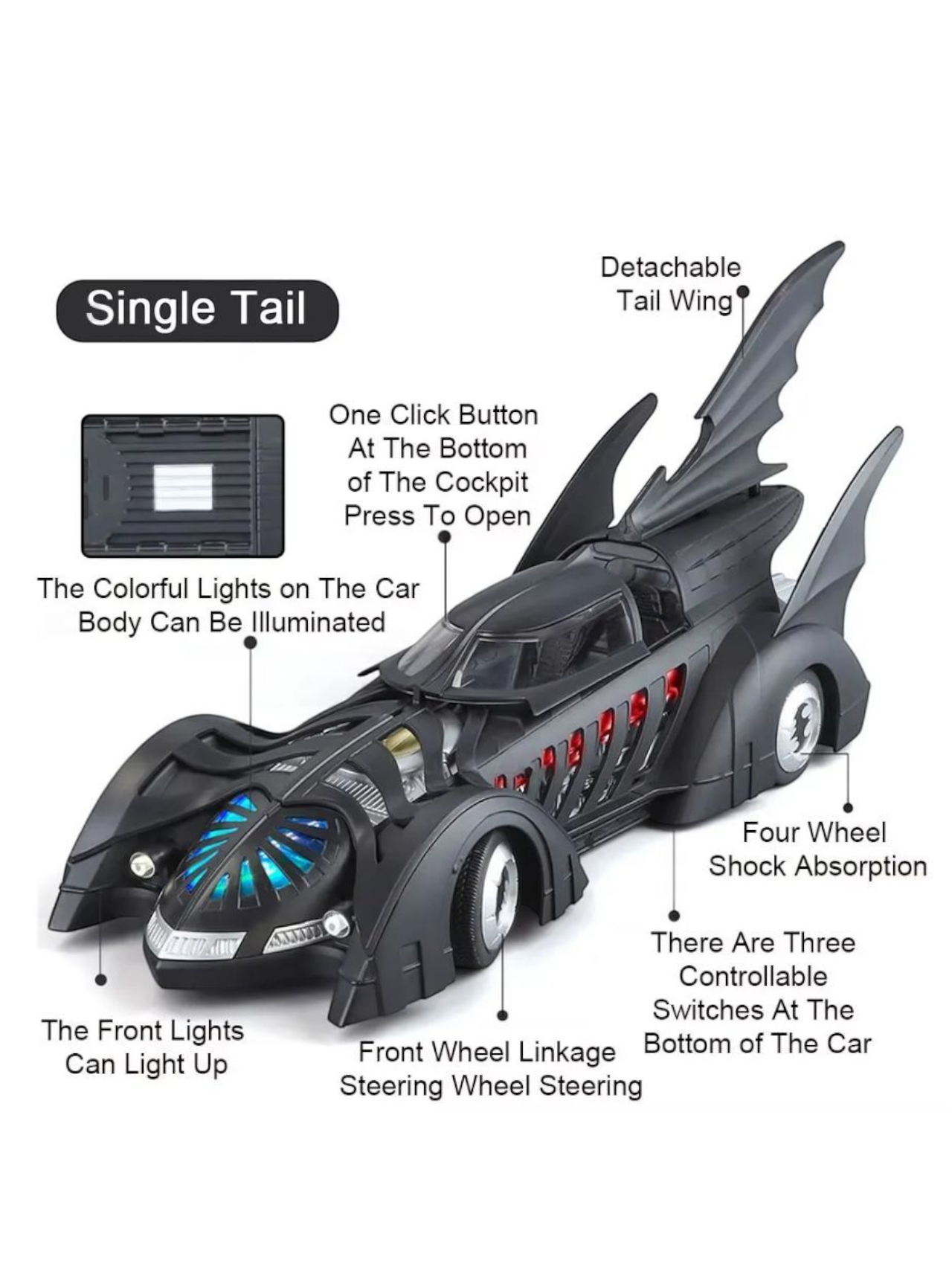 QY Toys Batman Forever 1995 Batmobile 1:18 Scale (Official Licensed Product)