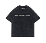 Drift culture Acid washed Porsche tshirt oversized fit