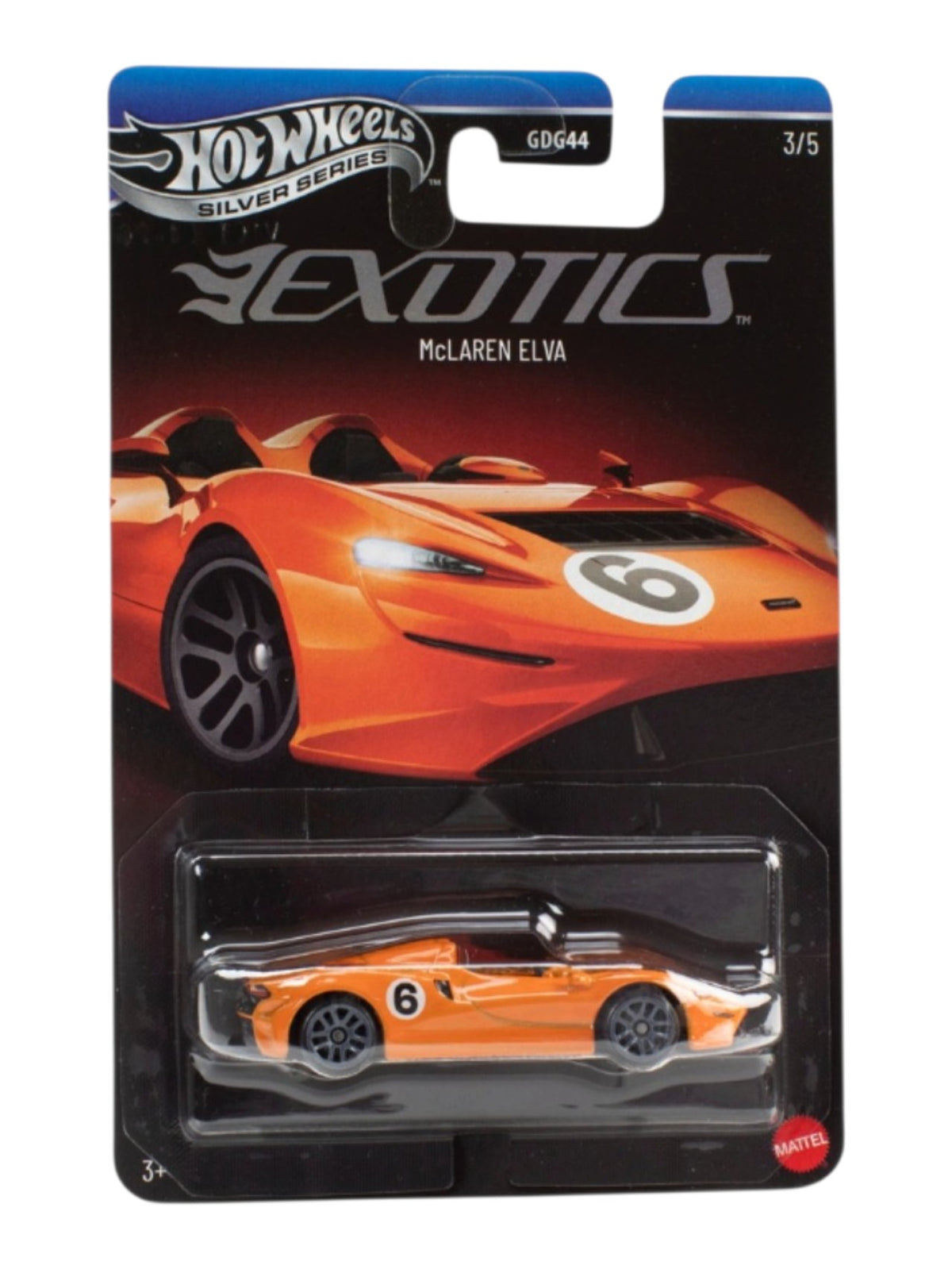 HotWheels Silver Series EXOTICS "McLaren ELVA Imported Card Art Mainline 1:64 Scale