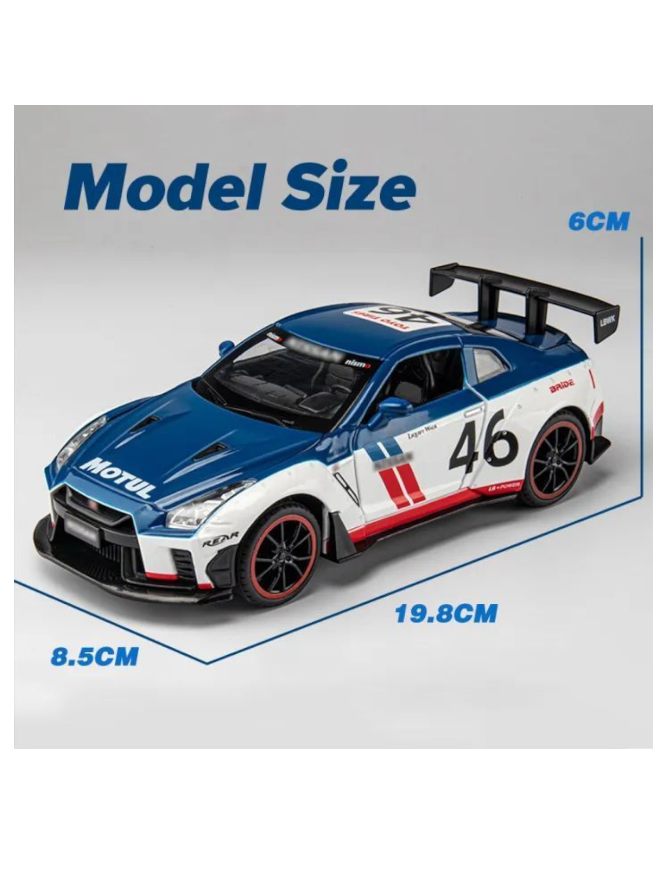XQT Nissan GT-R R35 Alloy Car Simulation Die-Cast Model 1:22 Scale